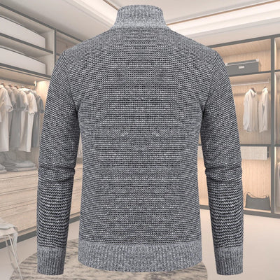 Moderner gesteppter Herren-Strickpullover mit Rautenmuster