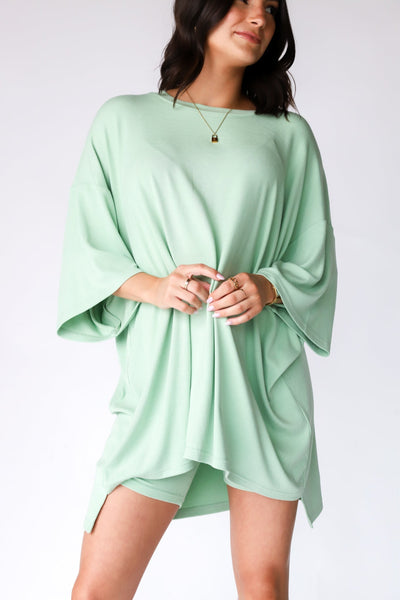 Damen Loungewear Set: Übergroßes T-Shirt mit Fahrradhose, Bequem und Vielseitig