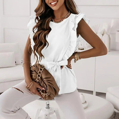 Browser® | Bluse mit Rüschenärmeln und Gürtel