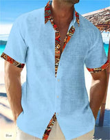 Eastcott - Lässiges Sommerhemd mit Ethno-Print – Hellblau-Rot