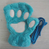 Kitty | Fingerlose Handschuhe mit Pfotenabdruck – Blau