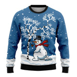 Benjamin | Herren Weihnachtspullover mit Schneemann-Print – Schneemann Blau