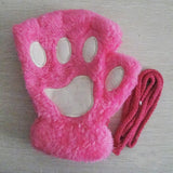 Kitty | Fingerlose Handschuhe mit Pfotenabdruck – Rosa