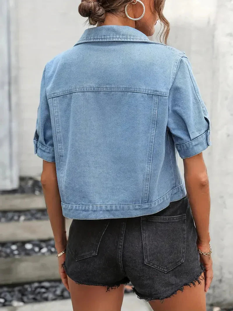 Damen Jeansjacke mit kurzen Ärmeln – Lässiger Streetstyle für den Sommer