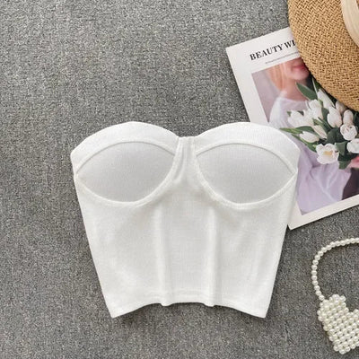 Bustier-Top mit Rippstruktur und geformten Cups für Damen