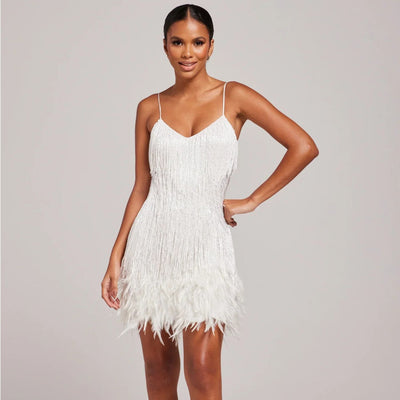 Samba – Luxuriöses Mini-Kleid mit Federn