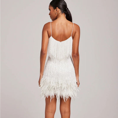 Samba – Luxuriöses Mini-Kleid mit Federn