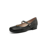 Susanne | Damen Frühlings Ballerinas mit Riemen – Schwarz