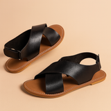 Damensandalen mit Kreuzriemen – Schwarz
