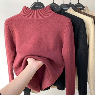 Eleganter Rollkragen-Strickpullover mit langen Ärmeln für Damen | Ideal für den Winter