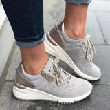 Marie | Damen Freizeit-Sneaker mit runder Spitze und Schnürung – Grau