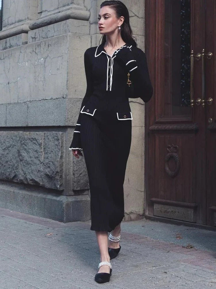 Stilvolles Strickkleid Für Damen | Midi