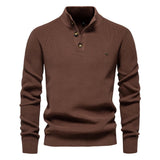 RICCARDO | HERRENPULLOVER MIT KNÖPFEN – Braun