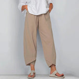 Netha Leinenhose Damen – Mühelose Wide-Leg-Hose – Khaki