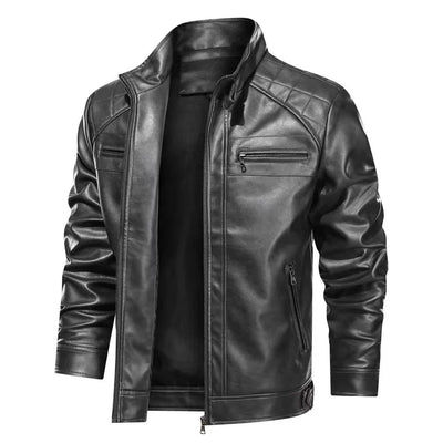 Herren Premium Bikerjacke | Schwarz und Braun