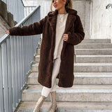 Isabel | Lässige Damen-Teddyjacke trendy & warm – Dunkelbraun