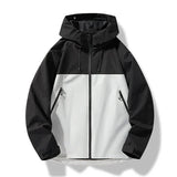 Norbert | Herren Wasserdichte Kapuzen Winddichte Shell Jacke – Schwarz Weiß