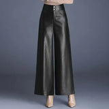 Mara | Weite Damen Lederhose elegant modern – Schwarz