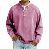 Pedro | Herren Langarmshirt Vintage Knöpfe – Vintage Herrenhemd Langarm 2026 – Rosa
