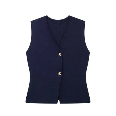Gilet Top mit V‑Ausschnitt – weiches Stretch, Stockholm‑Chic