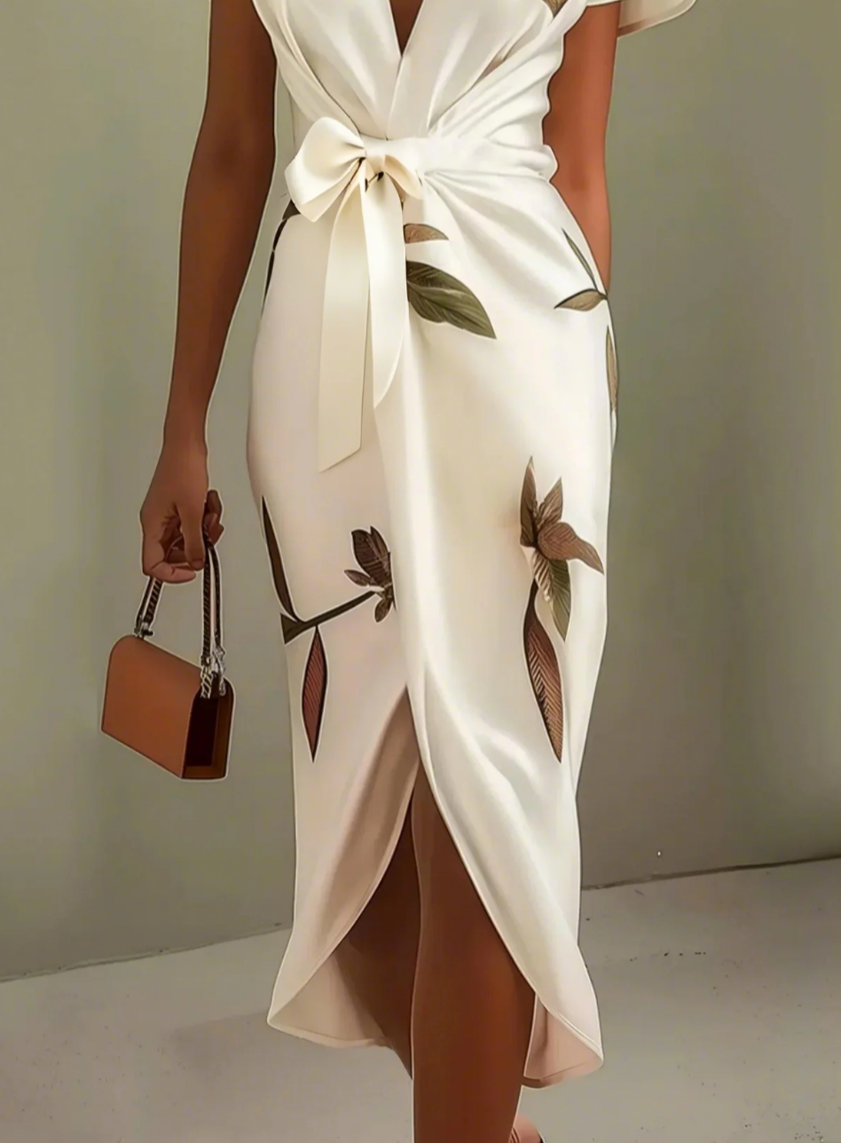 Beverly – Elegantes Weißes Satinkleid