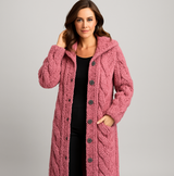 Mia | Stilvoller Damen Strickmantel zeitlos klassisch – Rosa