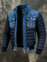 JOHAN | HYBRID-STEPPJACKE AUS DENIM – Blau