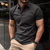 Richard | Herren Moderne Passform Taschen Polo-Shirt – Schwarz