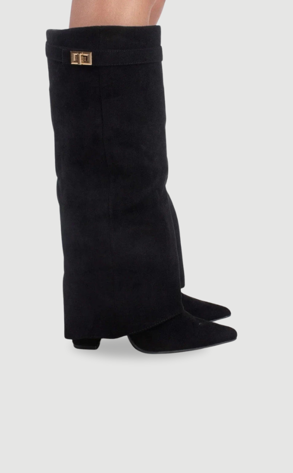 Schwarze Stiefel Damen mit Eleganten Goldakzenten