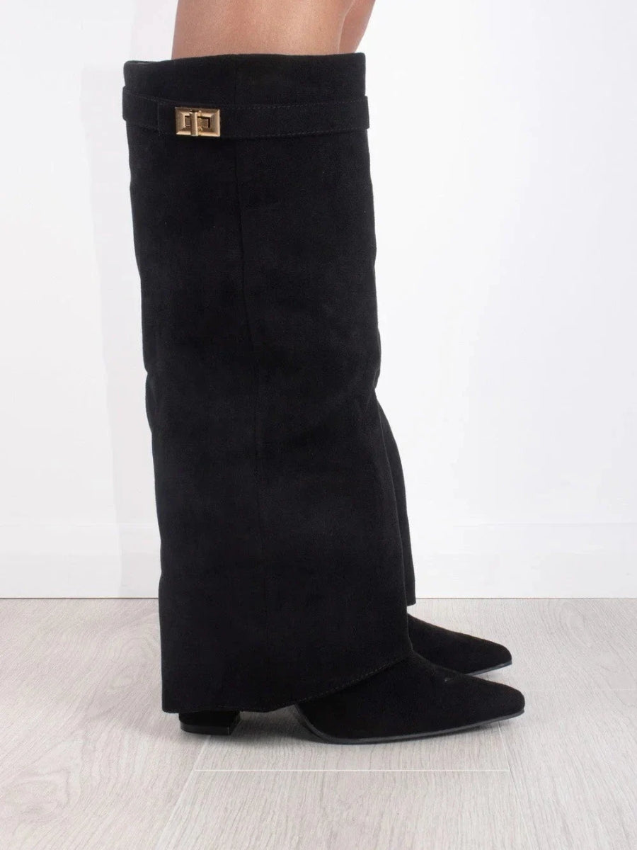 Schwarze Stiefel Damen mit Eleganten Goldakzenten