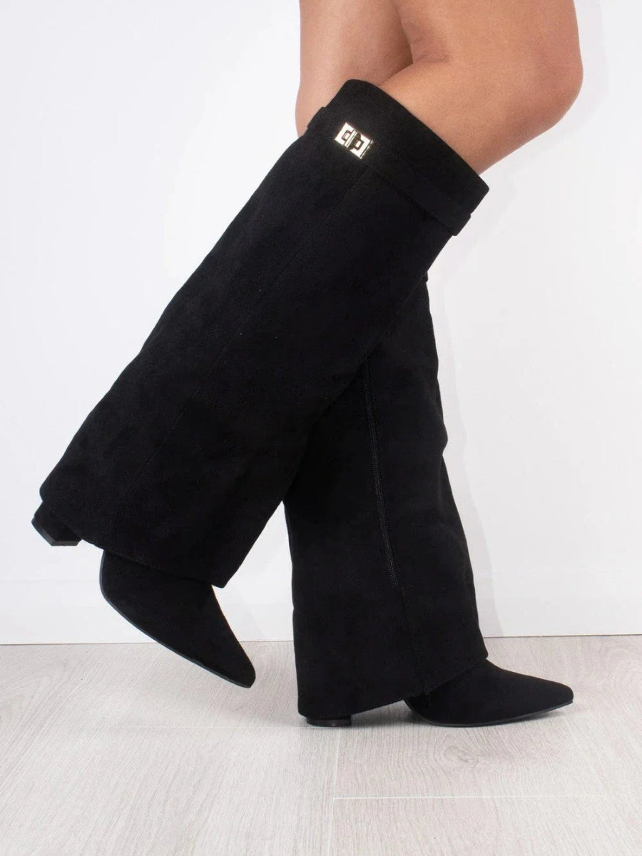 Schwarze Stiefel Damen mit Eleganten Goldakzenten