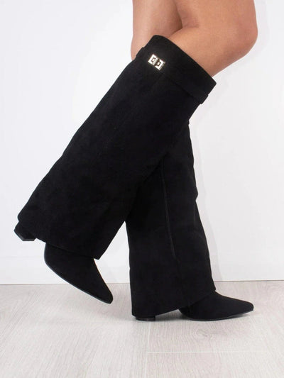 Schwarze Stiefel Damen mit Eleganten Goldakzenten