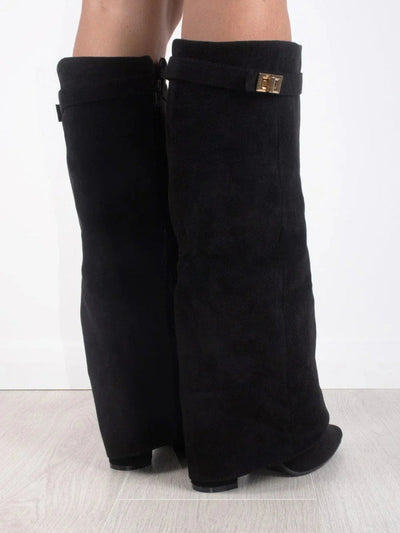 Schwarze Stiefel Damen mit Eleganten Goldakzenten