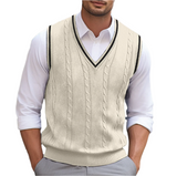 Michael | Herren Ärmellose V-Ausschnitt Strickweste – Beige