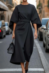 Jessaria - Leichtes Kleid mit Puffärmeln – Schwarz