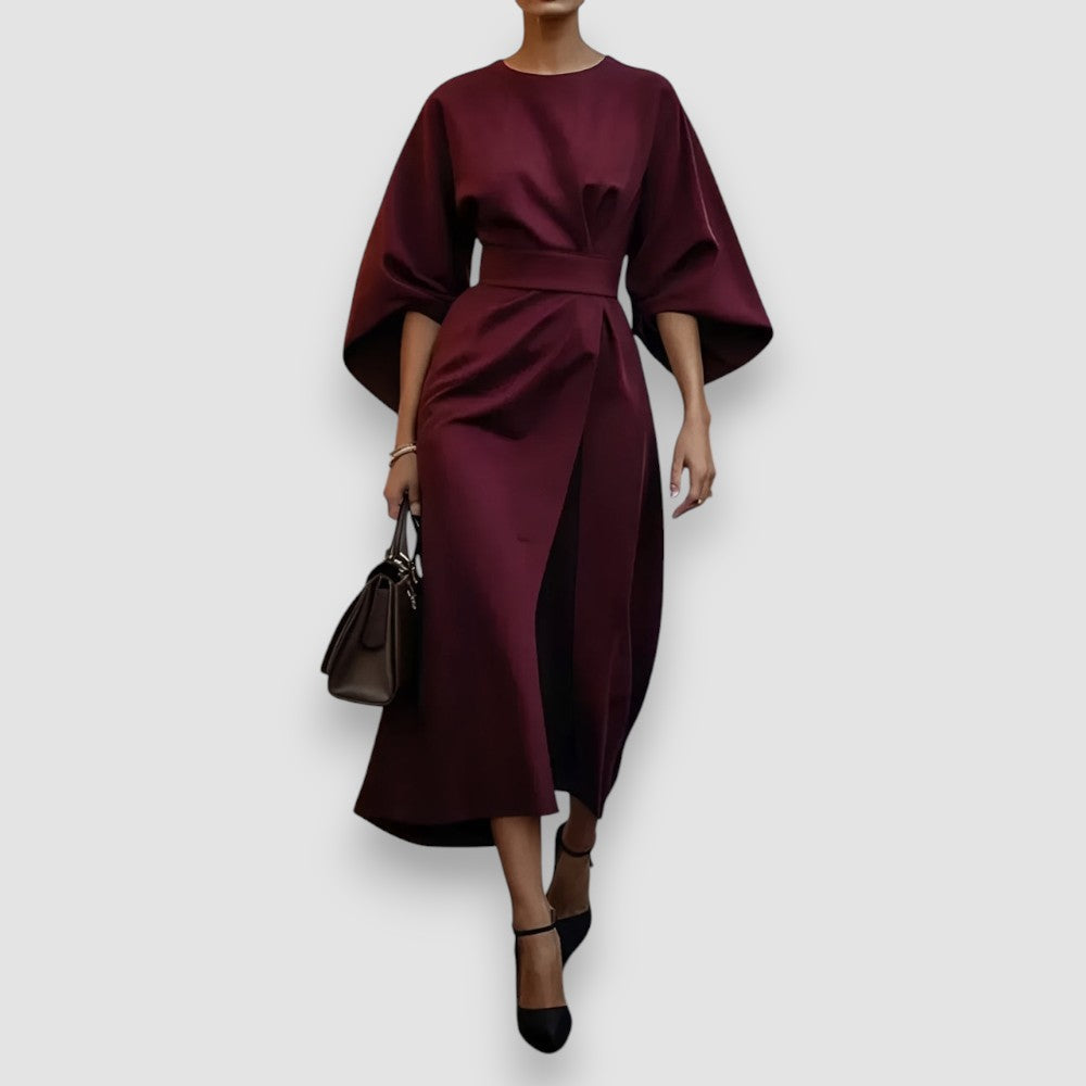 Celeste | Stilvolles Kleid mit Laternenärmeln und Gürtel