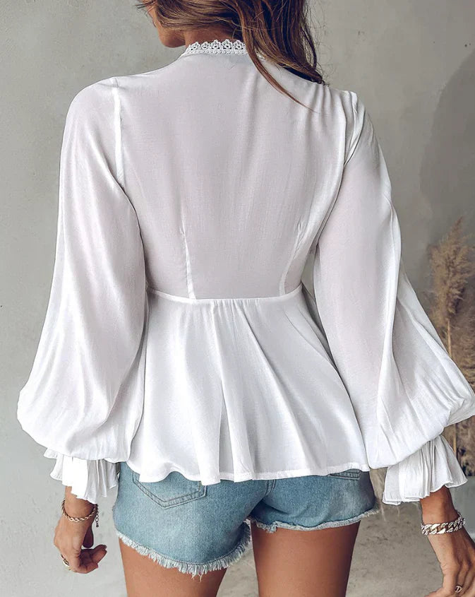 Bryanna® | Damen-Spitzenoberteil mit Puffärmeln