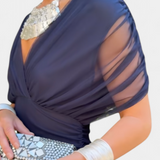 Damen-Maxikleid mit V-Ausschnitt und Blumenmuster – Blau