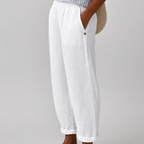 Romina™ Zeitlose Leinenhose | Leinen-Baumwolle Damenhose – Weiß