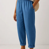 Romina™ Zeitlose Leinenhose | Leinen-Baumwolle Damenhose – Blau