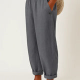 Romina™ Zeitlose Leinenhose | Leinen-Baumwolle Damenhose – Dunkelgrau