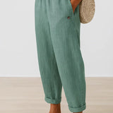 Romina™ Zeitlose Leinenhose | Leinen-Baumwolle Damenhose – Türkis