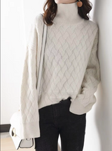 Sarah | Damen Rollkragenpullover für den Frühling – Weiß