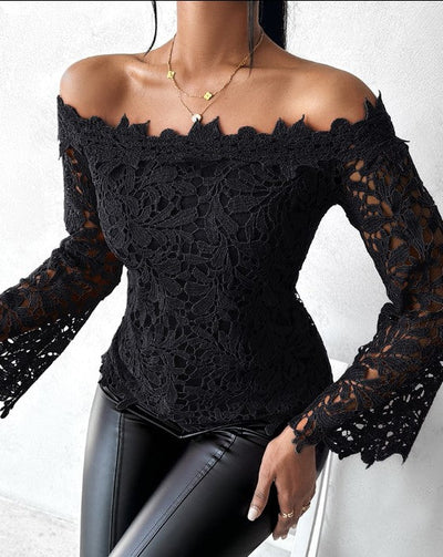 Arielle® | Schulterfreies Spitzenoberteil mit langen Ärmeln
