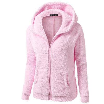 Eleganter Warmer Kapuzenpullover aus Teddy-Fleece mit Reissverschluss für Damen | Ideal für den Winter