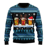 Karl | Herren Lustiger Bier-Weihnachtspullover – Blau