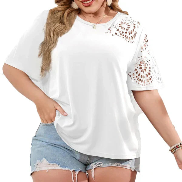 Deborah - Kreatives T-Shirt mit Chiffon-Ausschnitt für Damen