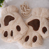 Kitty | Fingerlose Handschuhe mit Pfotenabdruck – Beige