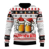 Karl | Herren Lustiger Bier-Weihnachtspullover – Weiß