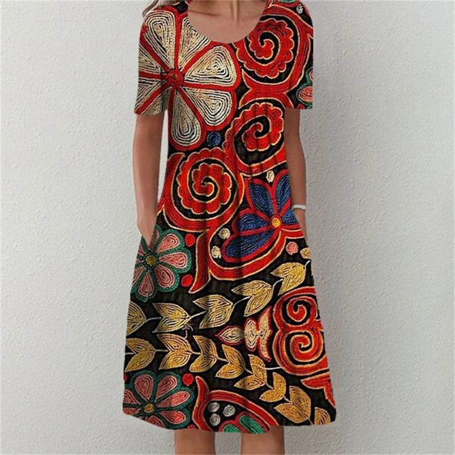 Magda - Stilvolles und bequemes Kleid für Damen – kurzärmelig und locker geschnitten